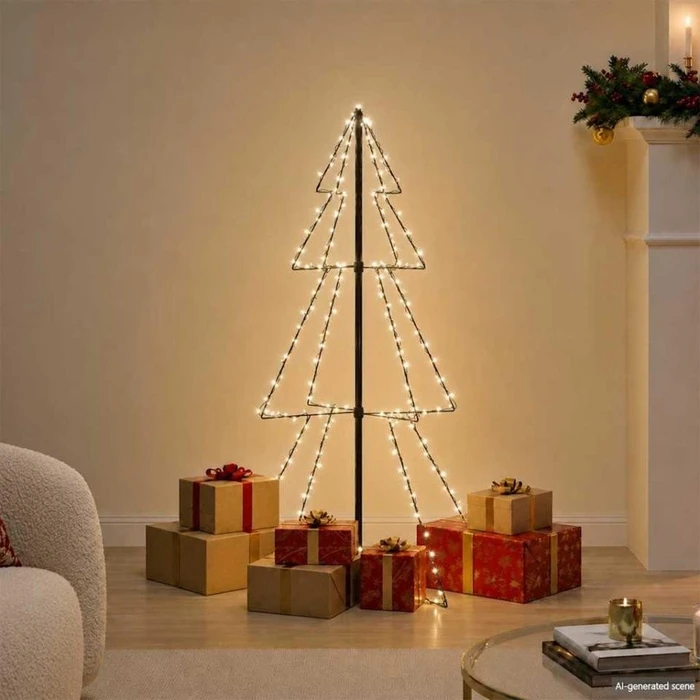 vidaXL Motiv Weihnachtsbaum 120x78cm LED 160x tageslichtweiß