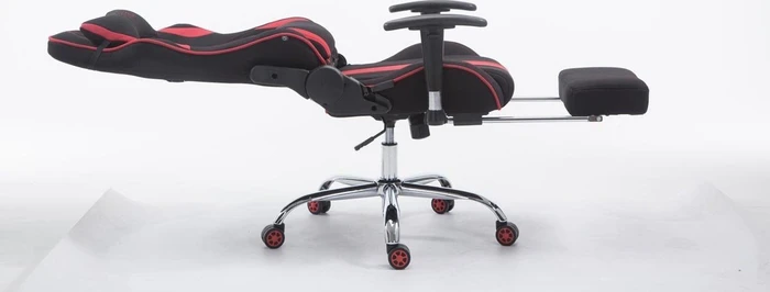 CLP Racing Limit Stoff Gamingstuhl mit Fußstütze, schwarz/rot