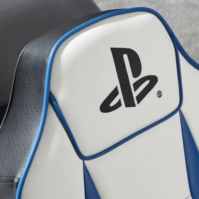X Rocker Sony Playstation 5 Geist 2.0 Floor Rocker Gaming-Bodensessel für Kinder/Jugendliche, weiß/blau