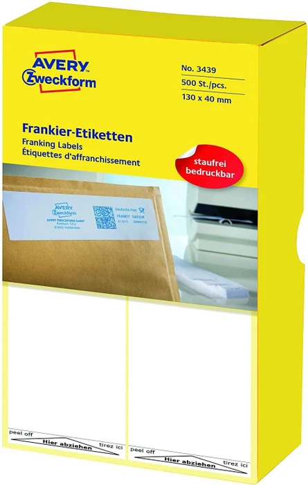 Avery-Zweckform Frankieretiketten Sonderformat, 130x40mm, weiß, 1 Blatt (1 Etiketten)