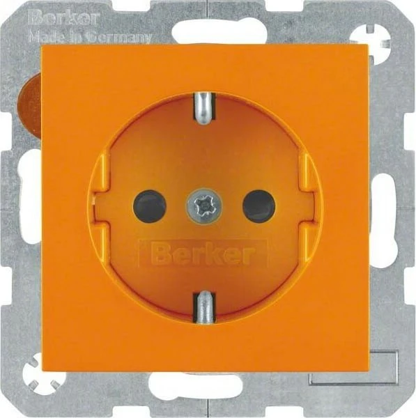 Berker S.1/B.3/B.7 Steckdose SCHUKO mit Schraub-Liftklemmen, orange glänzend