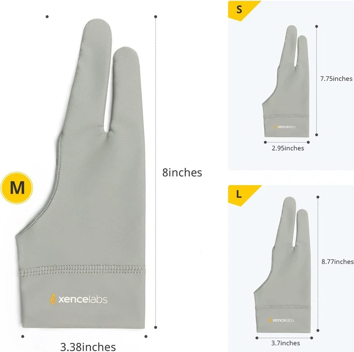 Xencelabs Drawing Glove, Zeichenhandschuh, Medium, grau