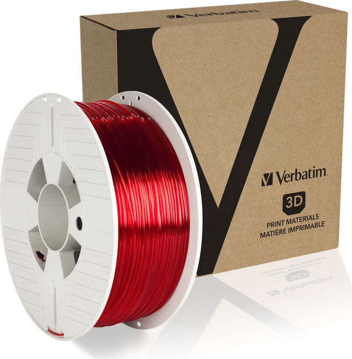 Verbatim PETG, transparent red, Spule, 1.75mm, 1.00kg