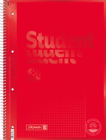 Brunnen Student Colour Code Collegeblock, A4, Lineatur 26, red, 80 Blatt