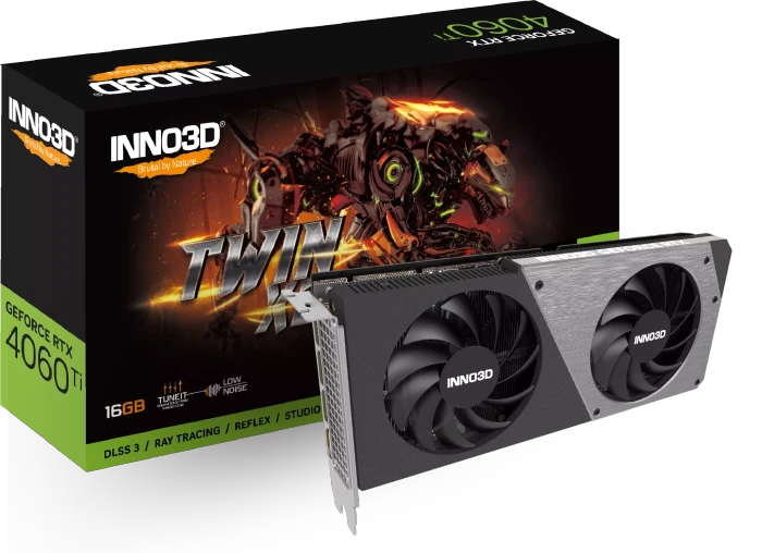 INNO3D GeForce RTX 4060 Ti Twin X2, 16GB GDDR6, HDMI, 3x DP