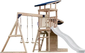 Axi Spielturm Malik mit Rutsche und Doppelschaukel natur/weiß