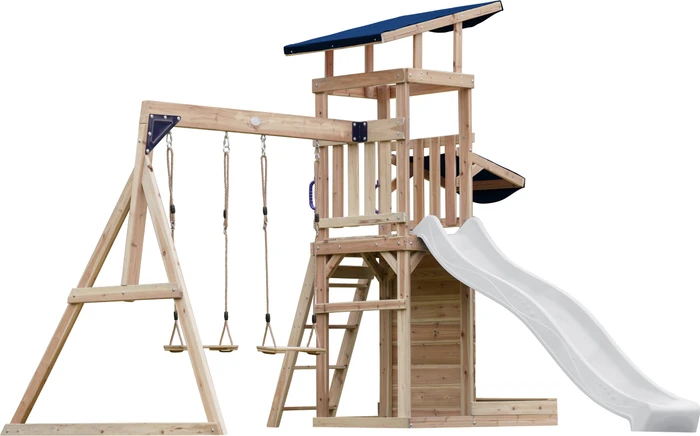 Axi Spielturm Malik mit Rutsche und Doppelschaukel natur/weiß