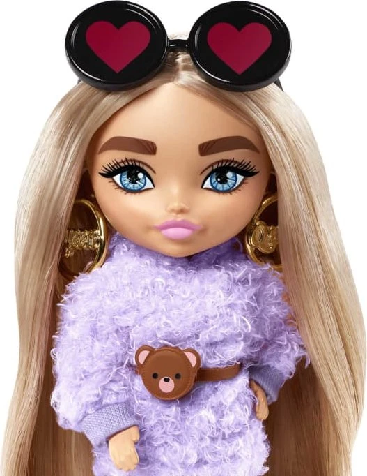 Mattel Barbie - Extra Minis Puppe mit flauschiger lila Kleidung