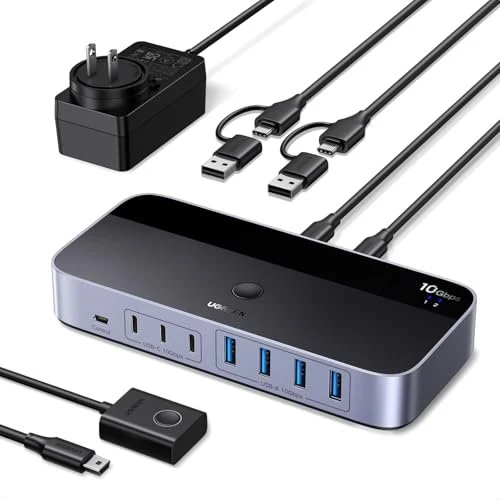 Ugreen USB 3.1 Sharing Switch, 7 in 2 USB-C Switch, 2x USB-C 3.1 In, 3x USB-C 3.1 Out, , 4x USB-A 3.1 Out, 7-fach