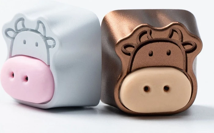 Keychron Cute Cows Alu Alloy Artisan Keycap, Silikon, Aluminium, rosa/braun, 1 Taste
