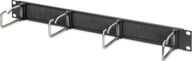 Digitus Kabelrangierpanel mit Stahlbügeln und Bürstenleiste, für 483mm-Schränke, RAL 9005, 1HE