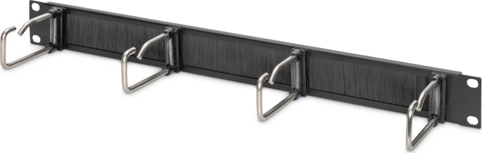 Digitus Kabelrangierpanel mit Stahlbügeln und Bürstenleiste, für 483mm-Schränke, RAL 9005, 1HE
