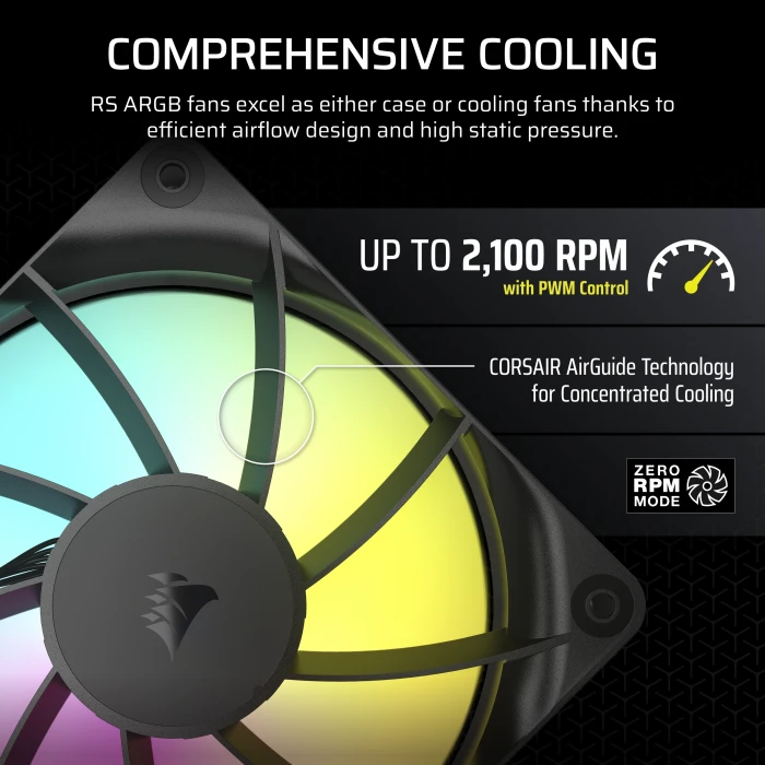 Corsair RS Series RS120 Reverse ARGB, schwarz, 120mm, 3er-Pack