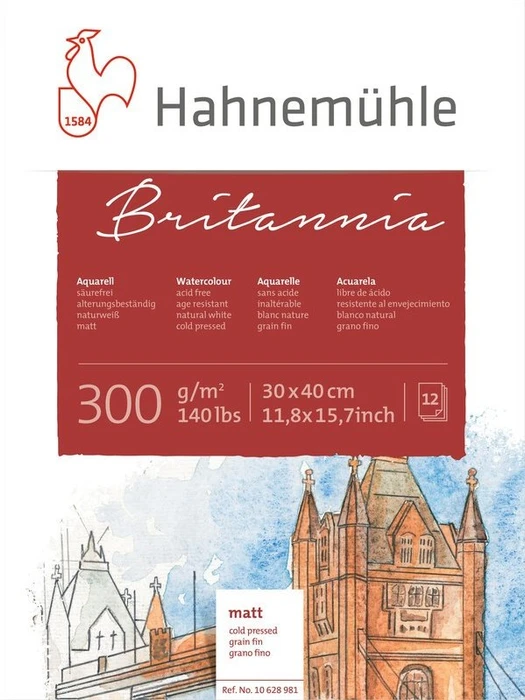 Hahnemühle Britannia Aquarell Zeichenpapier matt, 300x400mm, 12 Blatt