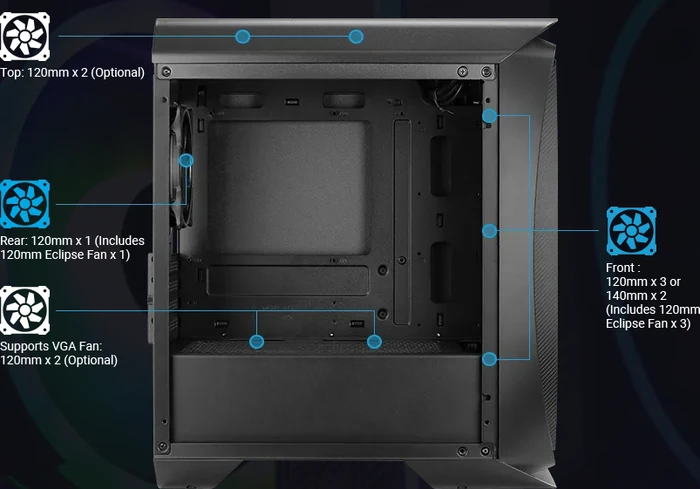 AeroCool Aero One Mini Eclipse, schwarz, Glasfenster