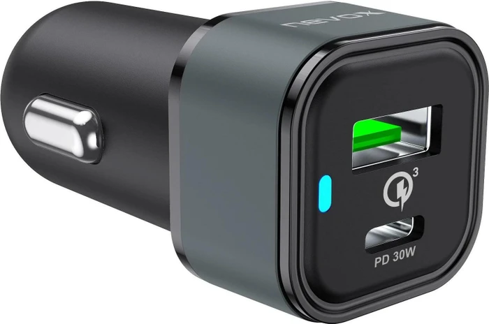 Nevox USB PD 30W Type C + QC3.0 Kfz-Ladegerät 48W schwarz
