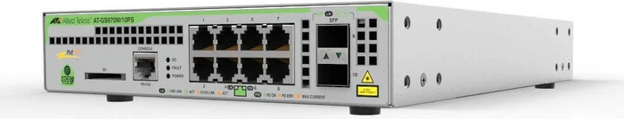 Allied Telesis CentreCOM GS970M Desktop Gigabit Managed Switch, 8x RJ-45, 2x SFP, 124W PoE+