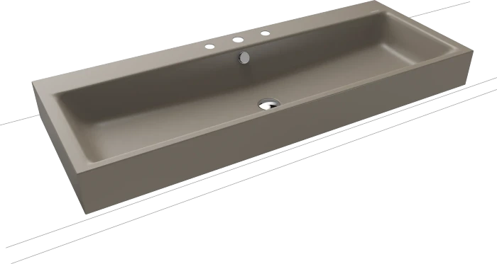 Kaldewei Puro Aufsatz-Doppelwaschtisch 120x46cm mit Überlauf, 1x3 Hahnlochbohrung, Perl-Effekt, warm grey 60
