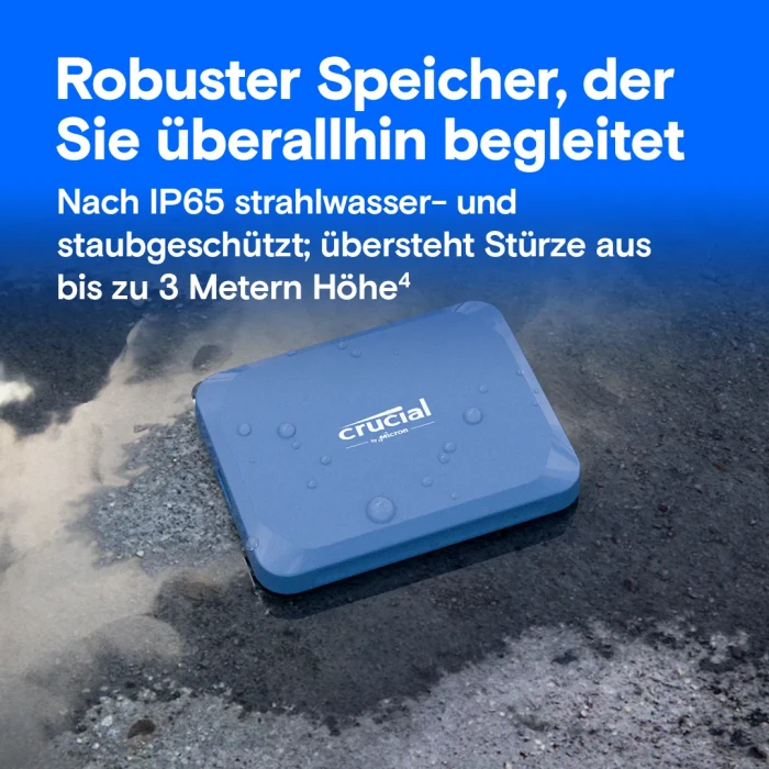 Crucial X10 Portable SSD, blau, 2TB, USB-C 3.2