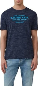 s.Oliver Melange Logo-Schriftzug T-Shirt kurzarm tiefblau (Herren)