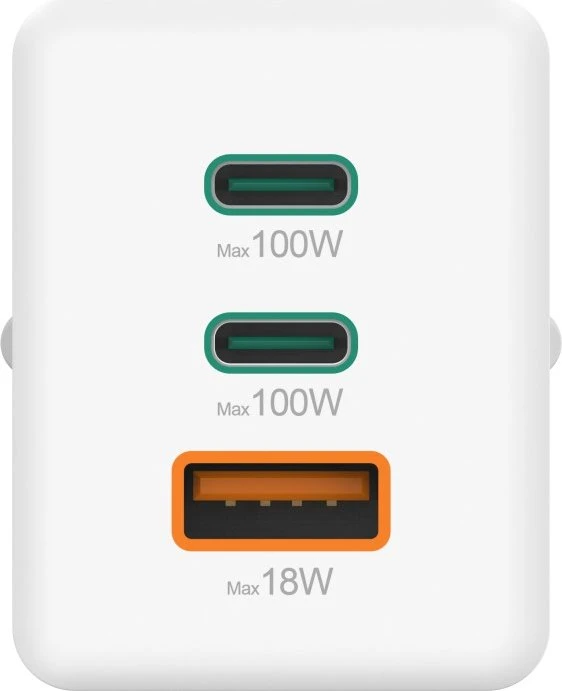 Hama GaN Schnellladegerät, USB-C/USB-A, 2x USB-C + 1x USB-A, 100W, weiß
