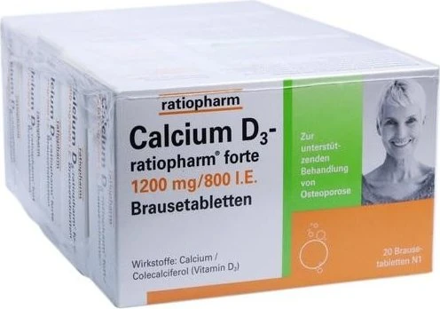Calcium D3-ratiopharm forte Brausetabletten, 100 Stück (5x 20 Stück)