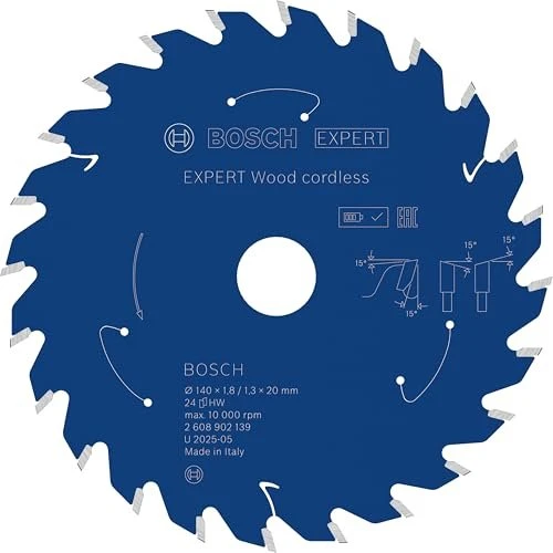 Bosch Professional Expert Wood Cordless Kreissägeblatt 24Z, 140x1.3x20mm, 1 Stück