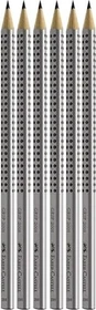 Faber-Castell Grip 2001 Bleistift 2H graphit, silber, 6er-Pack