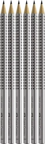 Faber-Castell Grip 2001 Bleistift 2H graphit, silber, 6er-Pack