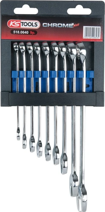 KS Tools CHROMEplus Ring-Maulschlüssel Schraubenschlüsselsatz, 9-tlg.