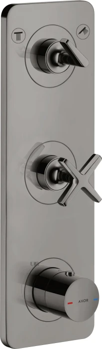 Hansgrohe Axor Citterio E Thermostatmodul 380/120 Kontrollfeld mit Platte für 2 Verbraucher polished black chrome
