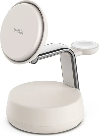 Belkin UltraCharge Pro Magnetische 3-in-1-Ladestation mit Qi2 (25W) beige