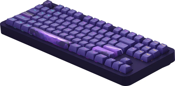 Dark Project ALU87B Celestial Gaming Keyboard, violett, LEDs RGB, g3ms Voidstone Silent, USB, US
