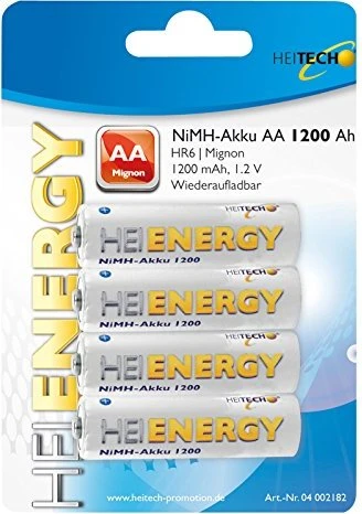 Heitech HeiEnergy Akku Mignon AA NiMH 1200mAh, 4er-Pack