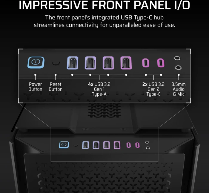 Corsair 9000D RGB Airflow Black, Glasfenster