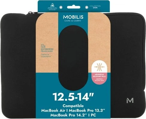 Mobilis Skin 12.5-14" Sleeve Notebook-Hülle, schwarz/grau