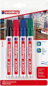 edding 3300 Permanentmarker Blister sortiert, 4er-Set, Blister