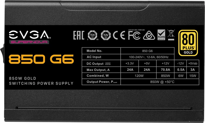 EVGA SuperNOVA G6 850 850W, ATX