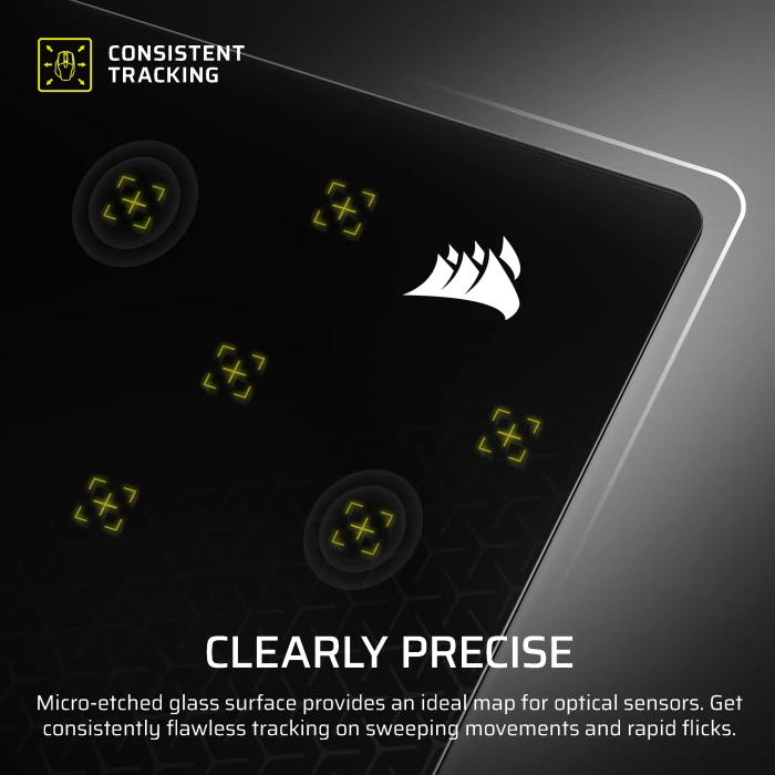 Corsair MM Glass Precision Gaming Mouse Pad - Large 450x400mm, schwarz