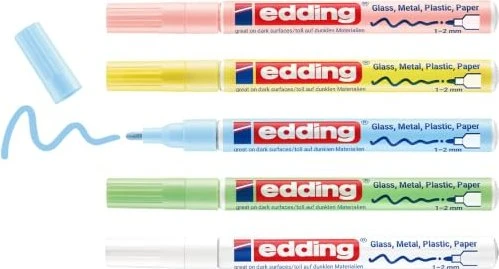 edding 751 Glanzlackmarker pastell sortiert, 5er-Set