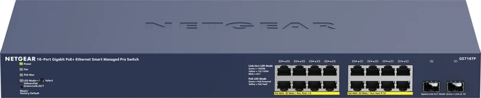 Netgear ProSAFE GS700 Rackmount Gigabit Smart Switch, 16x RJ-45, 2x SFP, 180W PoE+