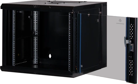 Rockstable 19" Wandschrank 9HE, Sicherheitsglastür, IP2X, schwarz, 600mm tief