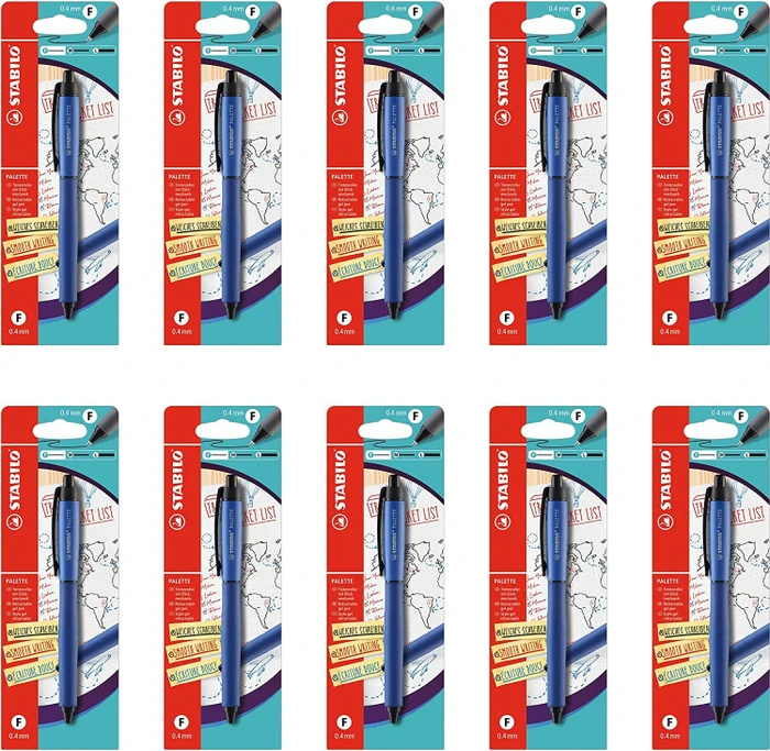 STABILO Palette Tintenroller (Mine) blau, 10er-Pack, Blister