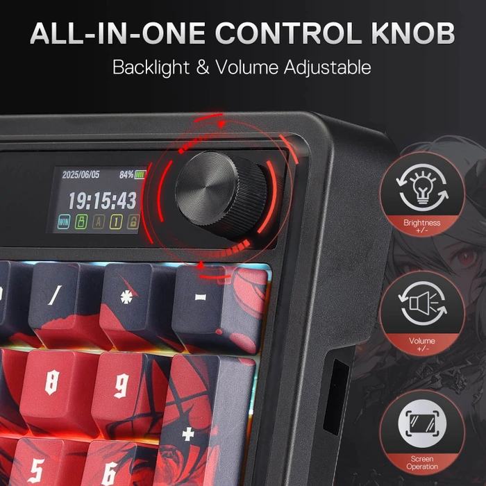 Redragon Artemis K719 Pro Wireless, Anime Edition, LEDs RGB, Hi-Fi Custom, USB/Bluetooth, US