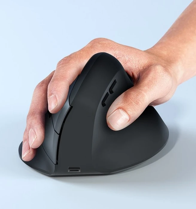 Equip Ergonomic Rechargeable Dual Mode Wireless Mouse schwarz, USB/Bluetooth