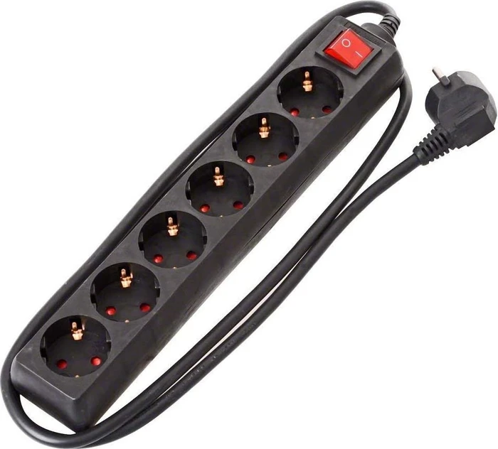 Brennenstuhl BAT-Line Steckdosenleiste mit Schalter, 6-fach, 1.4m, schwarz