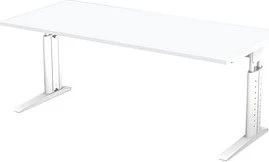 Hammerbacher Ergonomic Plus U-Serie US19/W/W Schreibtisch 180x80cm weiß/weiß