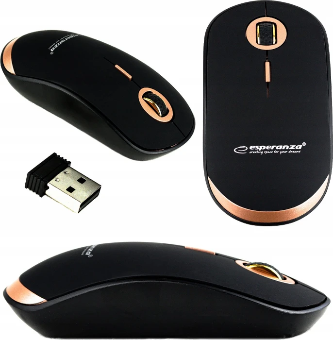 Esperanza Acrux Wireless 4D Optical Mouse schwarz/kupfer, USB