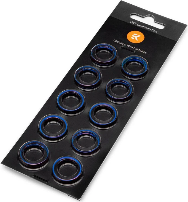 EK Water Blocks Quantum Line EK-Quantum Torque STC-12/16 Color Rings Pack, Schlauchanschluss Dekorationsring, blau, 10er-Pack