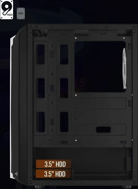 AeroCool Bionic V2, schwarz, Lüfter LED RGB, Glasfenster